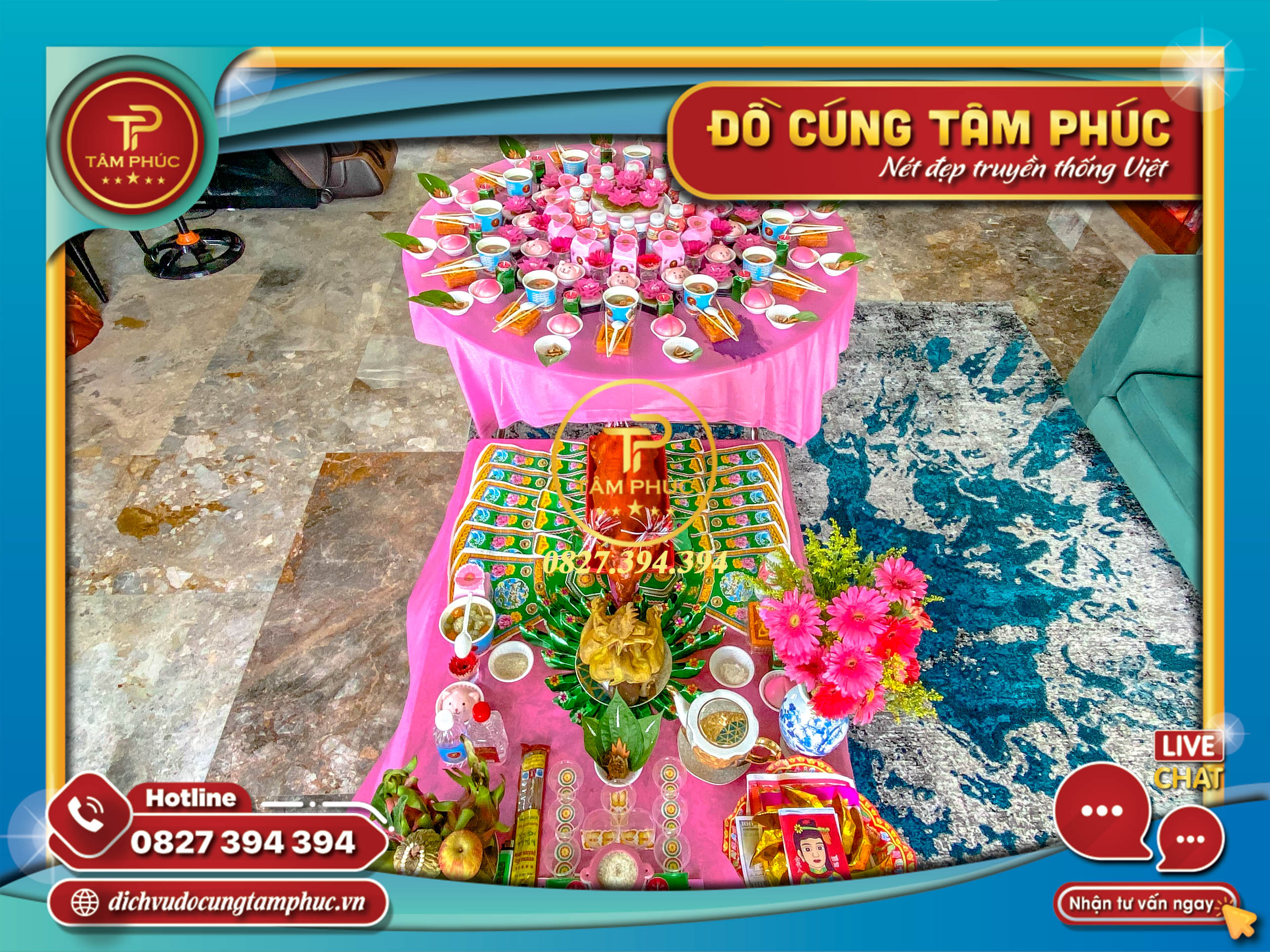 Mâm cúng theo Tone Màu Hồng trọn gói cho các bé yêu.